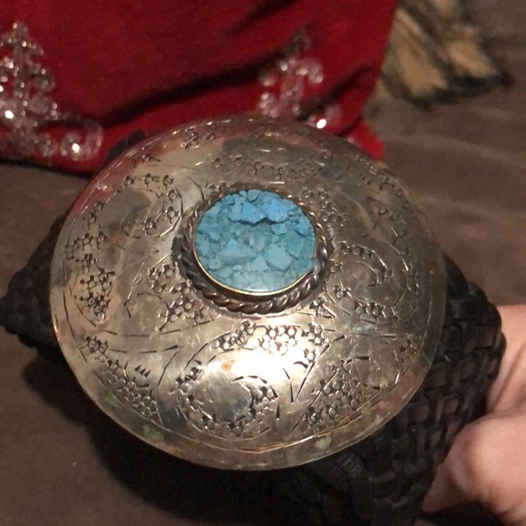 Genuine Woven Leather Vintage Western Belt M - Picture 2 of 4